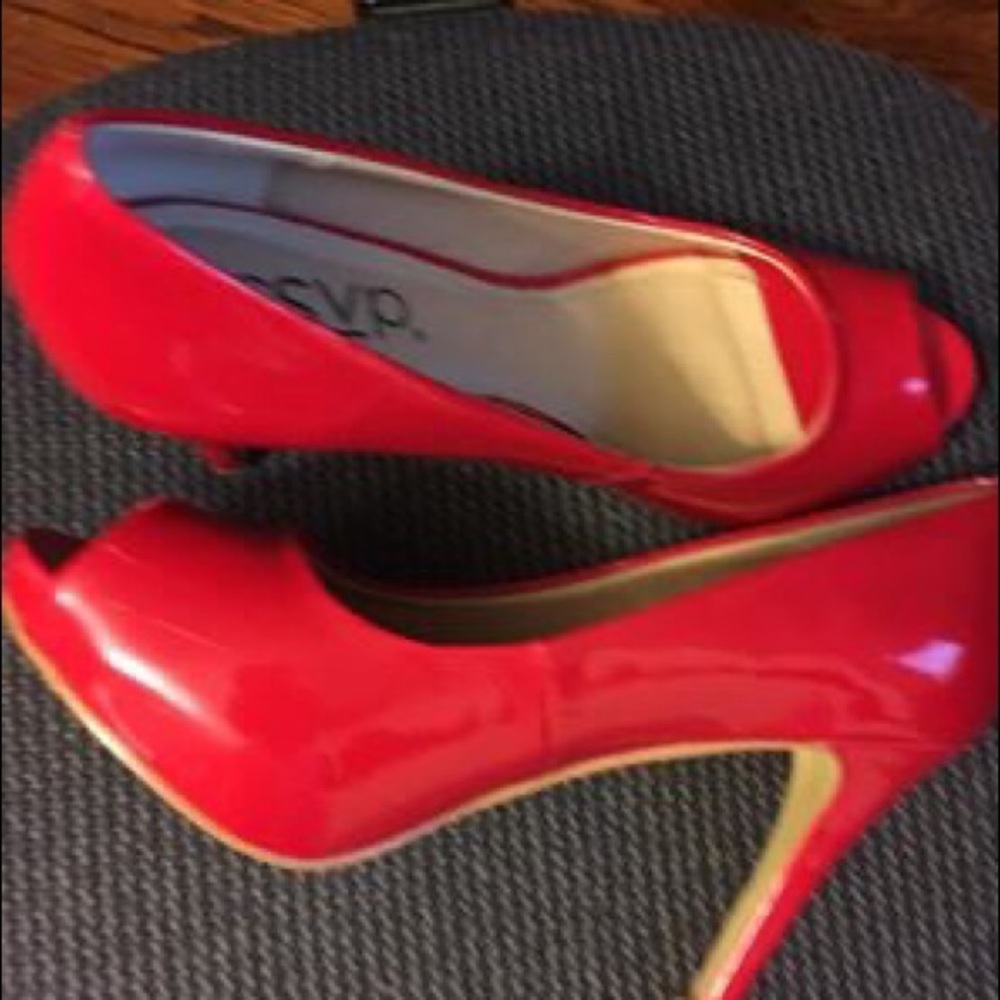 Sexy Red Peep Toe Pumps